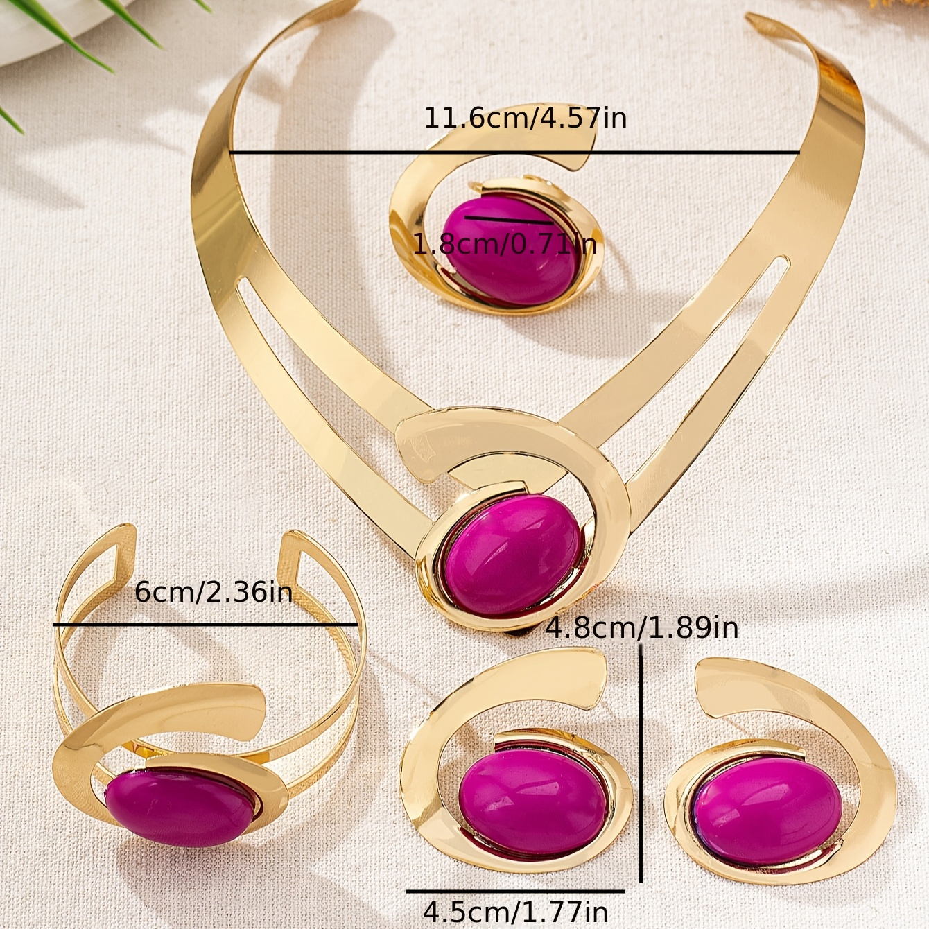 Gemstone Collar Necklace Stud Earrings Set